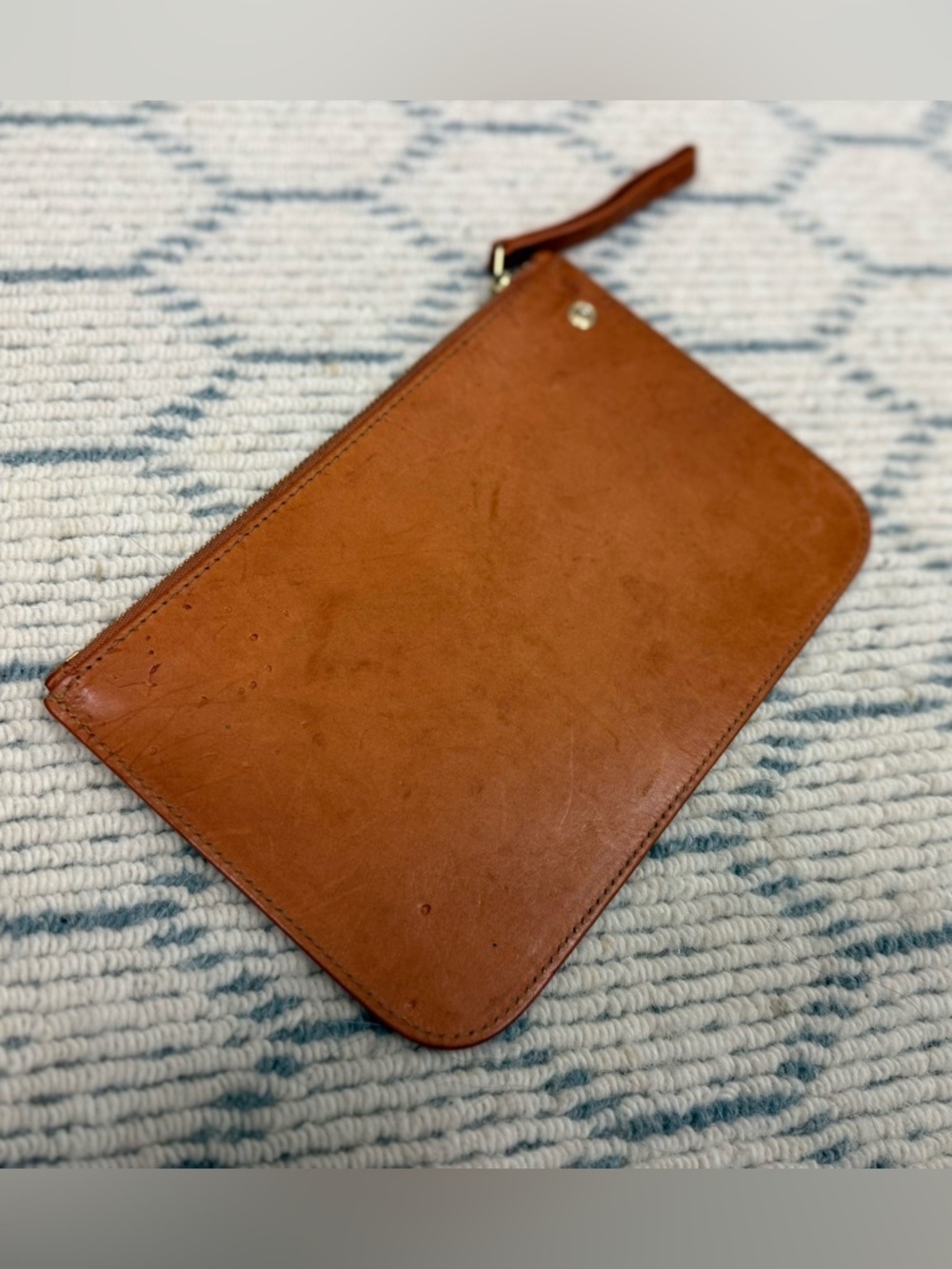 MANSUR GAVRIEL Minimalist Sleek Unisex Brown Leather Top-Zip Clutch W/ Wristlet - Picture 5 of 10